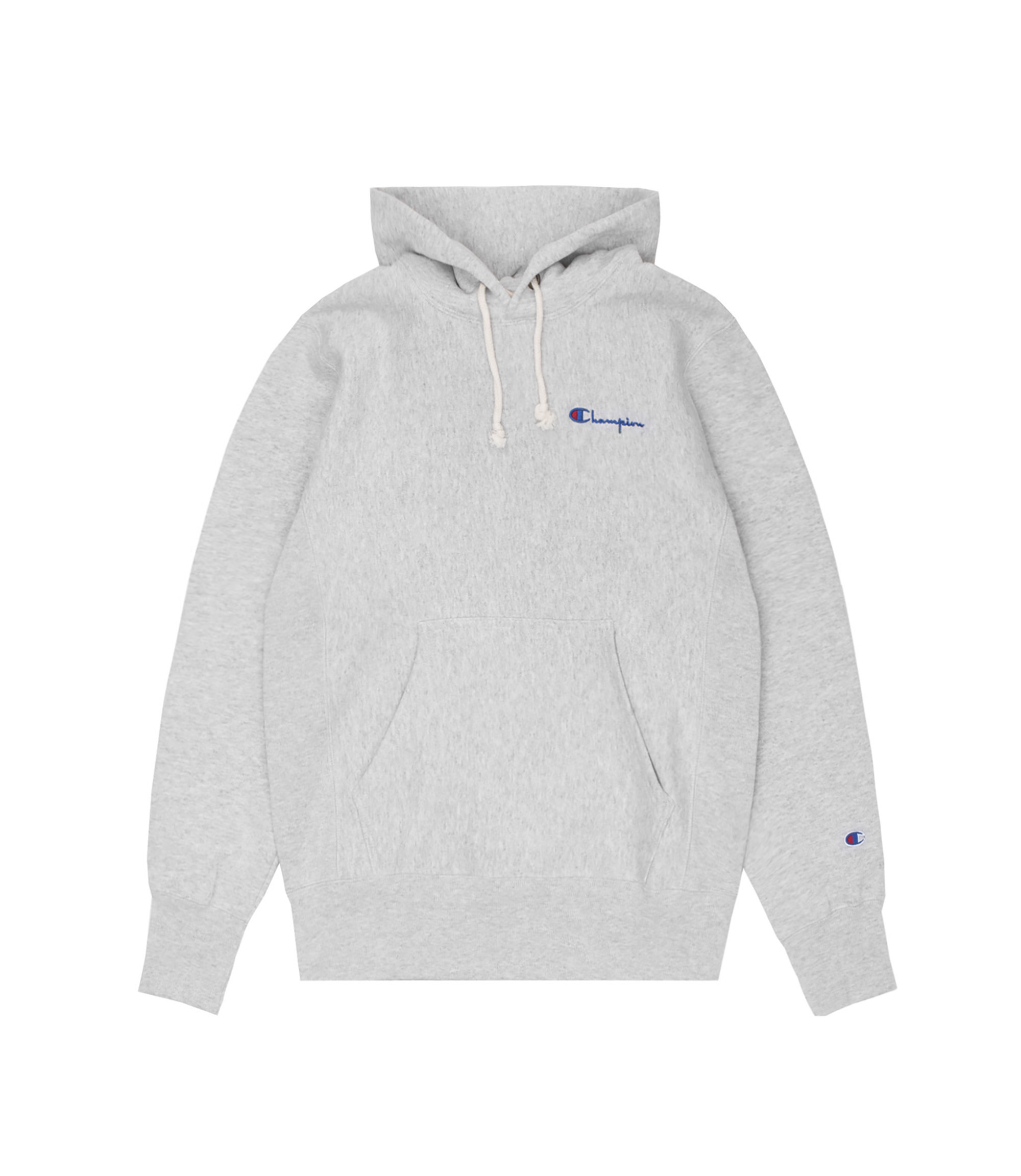 Shop Champion Reverse Weave Small Script Logo Hoody Grey Heather
