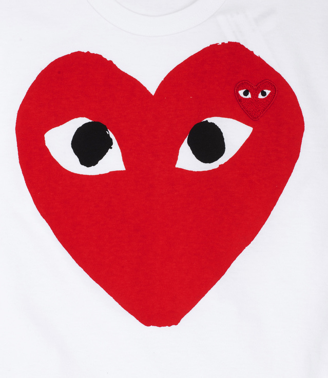 Shop Comme des Garçons Play Large Double Heart Logo Tee White at ITK ...