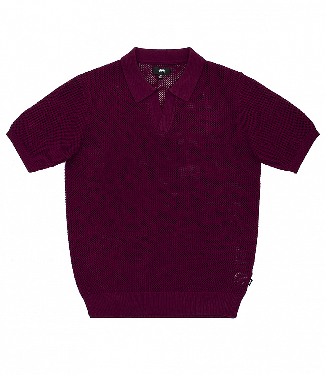 Shop Stussy Cable Mesh SS Polo Maroon at itk online store